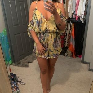 Luxxel mustard floral romper